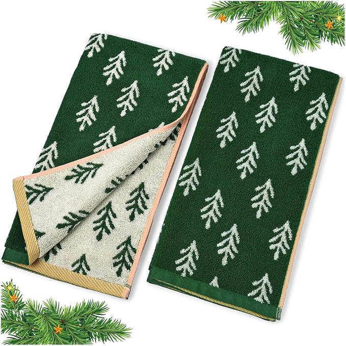 Jacquotha Christmas Hand Towels Set of 2 - Decorative Towels for Kitchen Bathroom Winter Decor Xm... | Amazon (US)