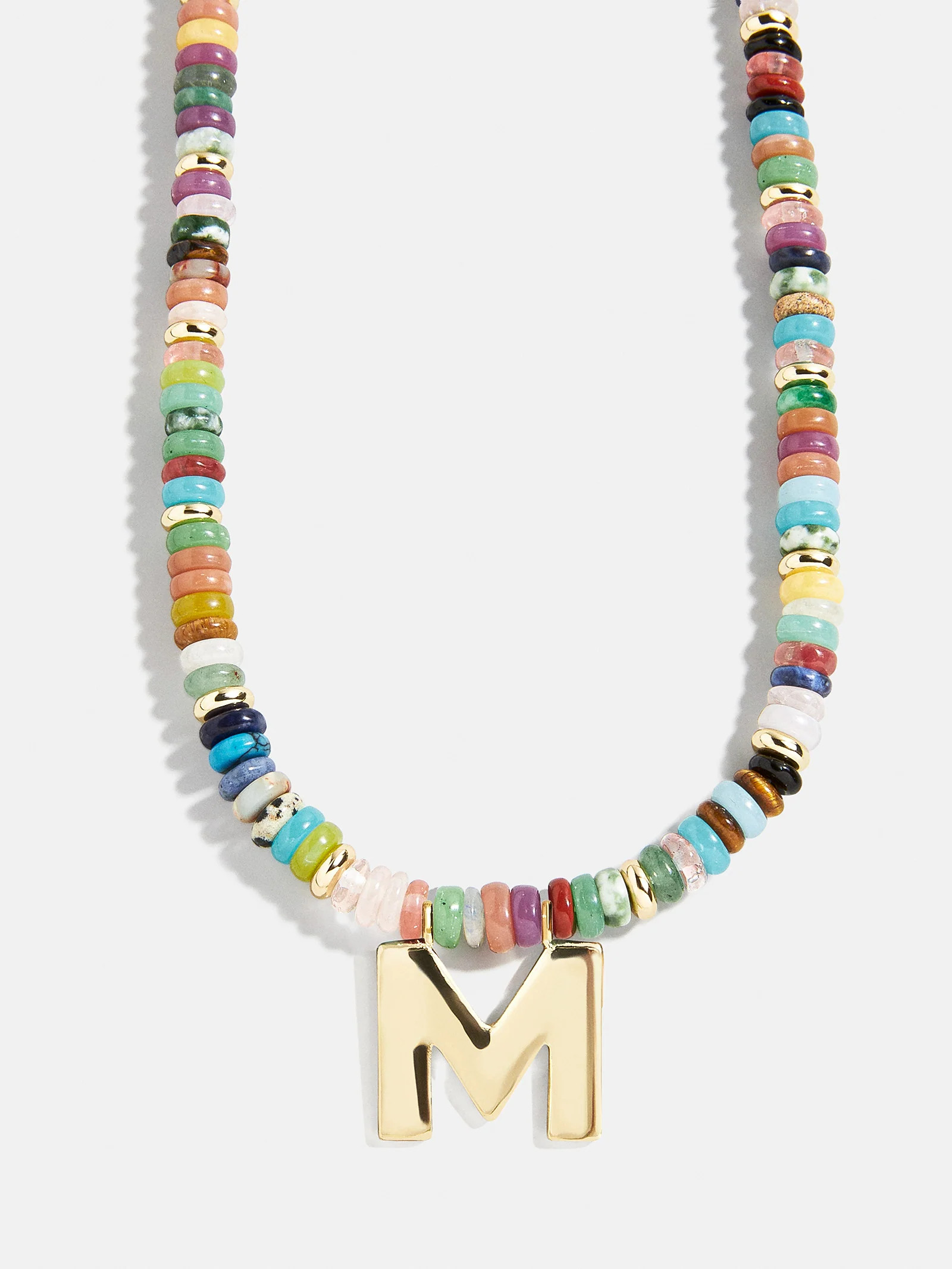 Semi-Precious Block Initial Necklace - Multi/Gold | BaubleBar
