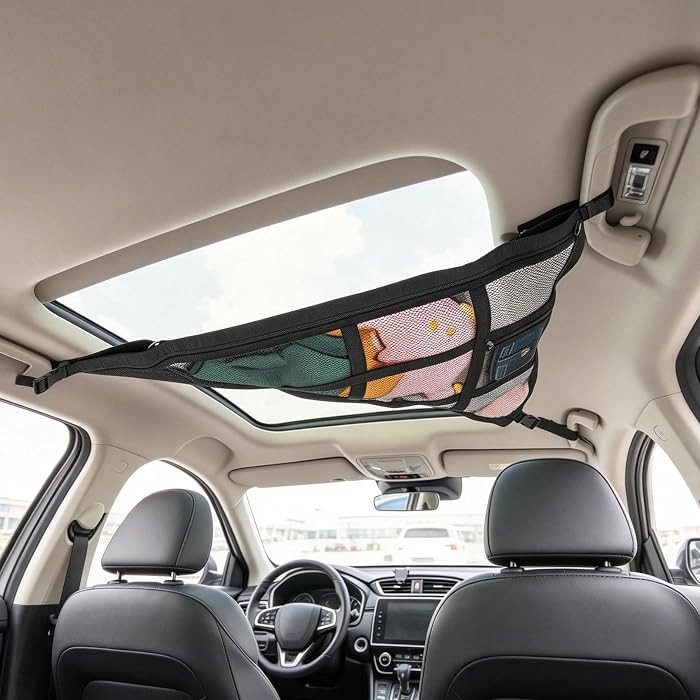 31.5"x21.6" car Ceiling Cargo net for 3-Handle & 4-Handle Vehicles, Double-Layer roof Storage Org... | Amazon (US)