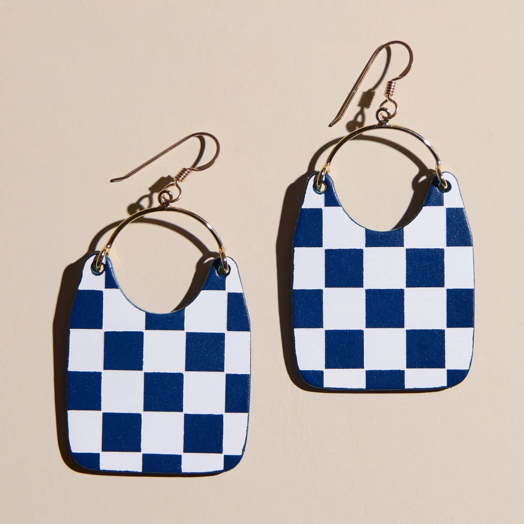 Navy Checkmate Charlies | Nickel and Suede