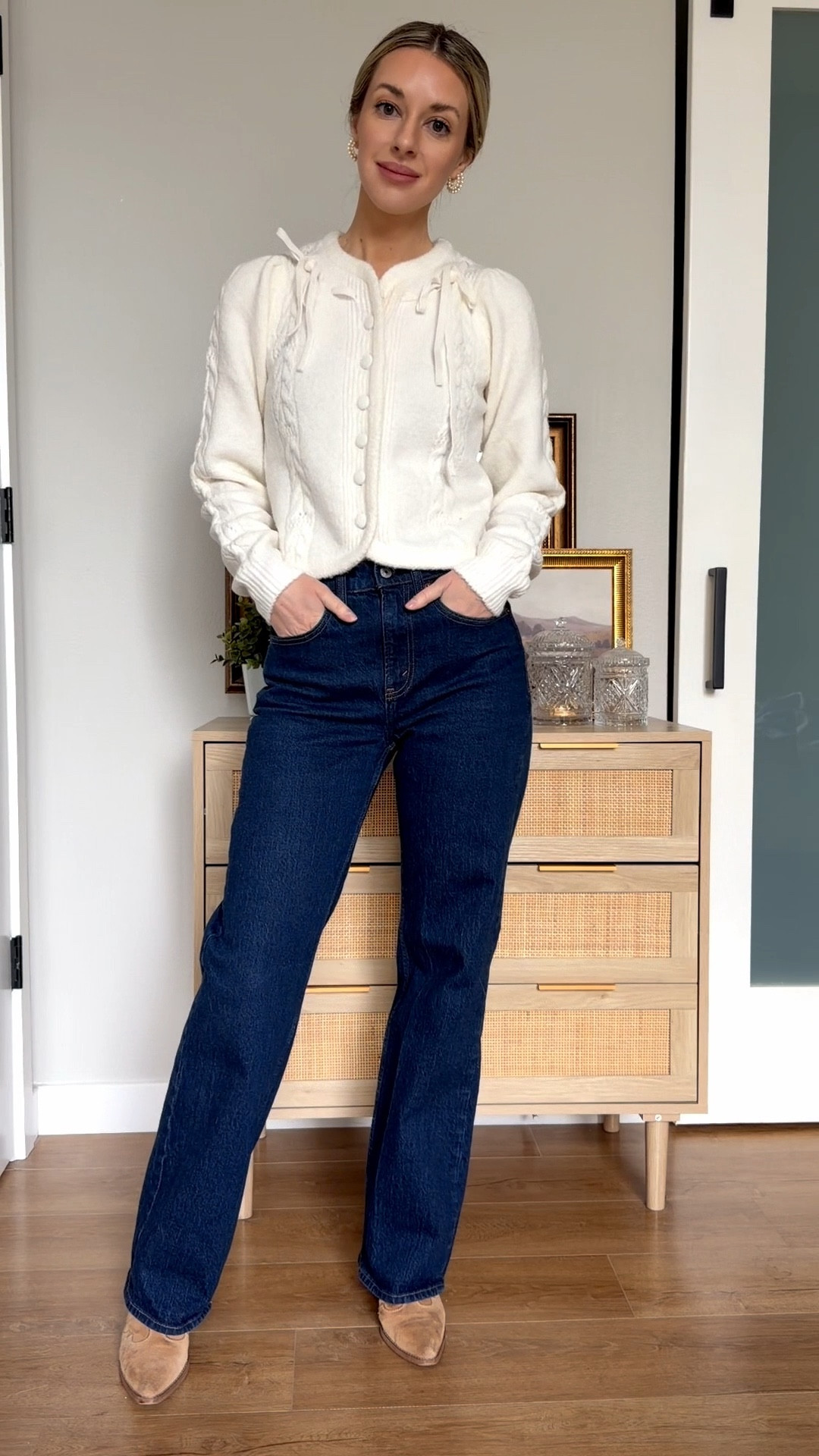 French knit energy but make it everyday wearable 🤍

Wearing the Sara Walker x Nordstrom velvet bow cable stitch cardigan paired with Abercrombie High Rise 90s Relaxed Jeans is the perfect mix of feminine and effortless.

If you’re looking for:
• cream cable knit cardigan
• bow detail sweater
• French inspired outfit
• high rise 90s jeans
• elevated casual outfit ideas

This combo is timeless and so flattering.

#LTKootd #frenchstyle #cableknitsweater #abercrombiejeans #everydaystyle

#LTKootd