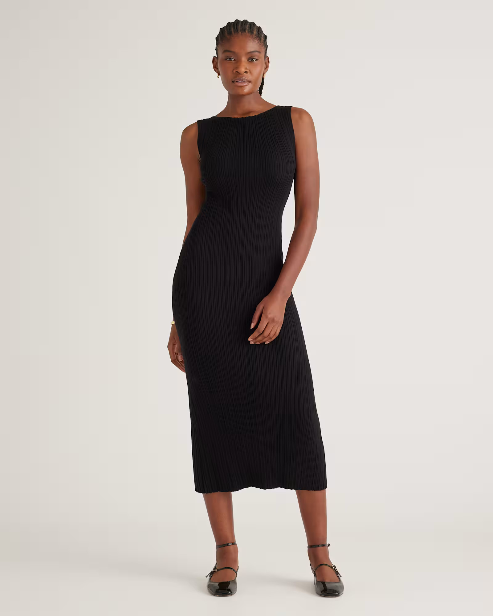 Cotton Cashmere Ribbed Sleeveless Midi Dress | Quince