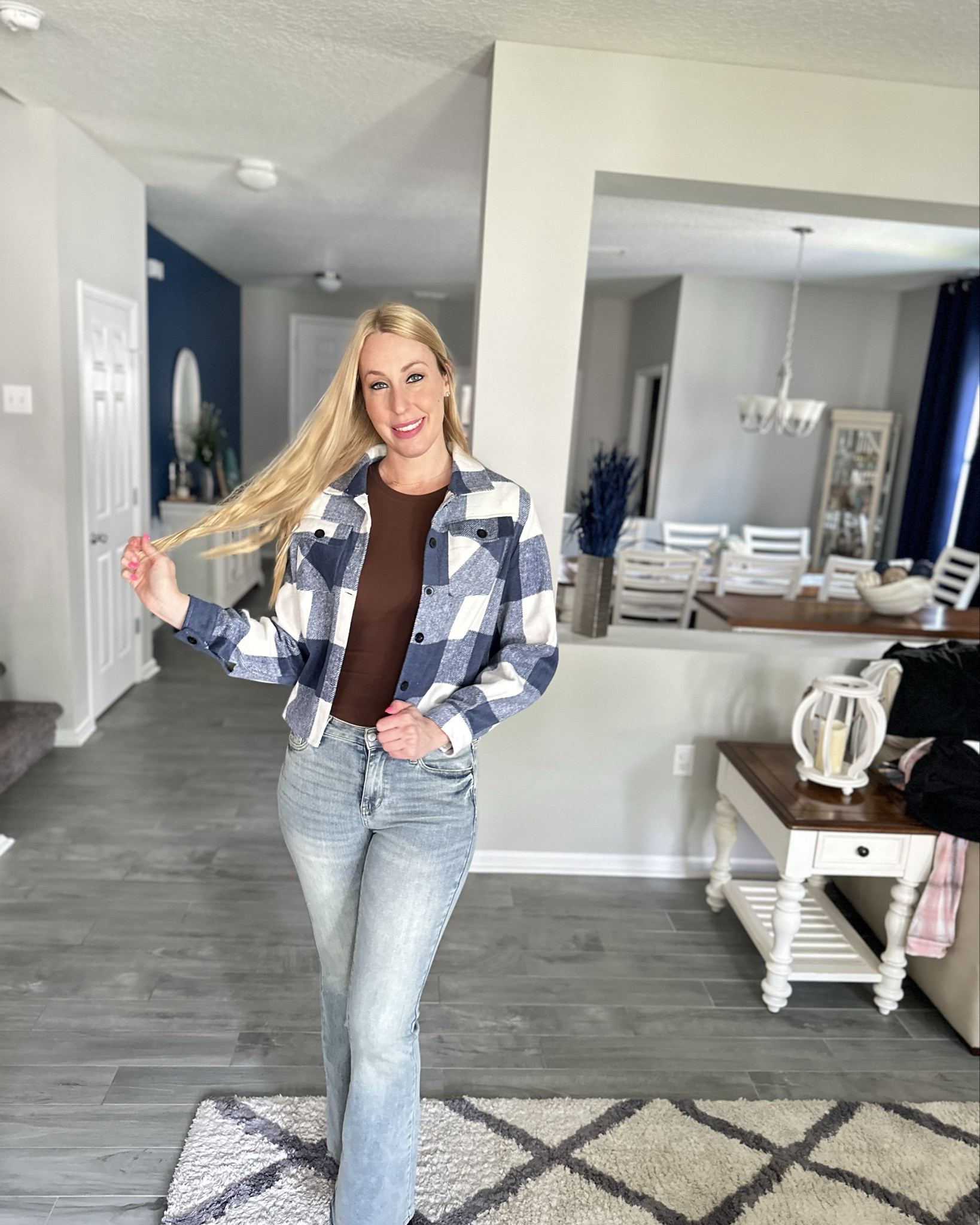 Cropped shacket in blue
💙 I love the colors
💙 cropped and oversized
💙 soft and warm 
💙 wearing size small, fits true to size

#LTKFindsUnder50 #LTKFindsUnder100 #LTKStyleTip