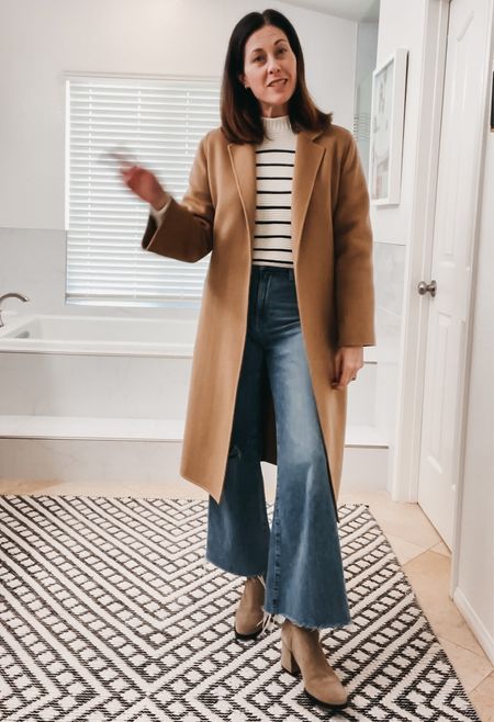 My look from yesterdays tiktok video 

Jacket / coat - cashmere from Italic not available any longer but linked similar -

Jeans - Anessa wide leg fits true to size for me 

Sweater is Alex Mill - true to size

Boots are Freda Salvador - true to size 

#LTKsalealert #LTKSeasonal #LTKstyletip