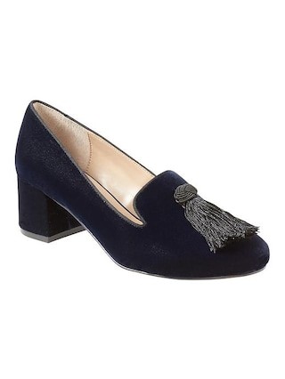 Banana Republic Mid Heel Smoking Slipper With Tassel Size 10 - Navy | Banana Republic US