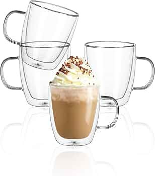 Sweese Double Walled Coffee Mugs - 12.5 oz Clear Coffee Mugs, Glass, Set of 4, Perfect for Cappuc... | Amazon (US)