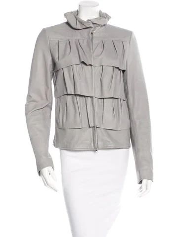 Diane von Furstenberg Leather Ruffled Jacket | The Real Real, Inc.