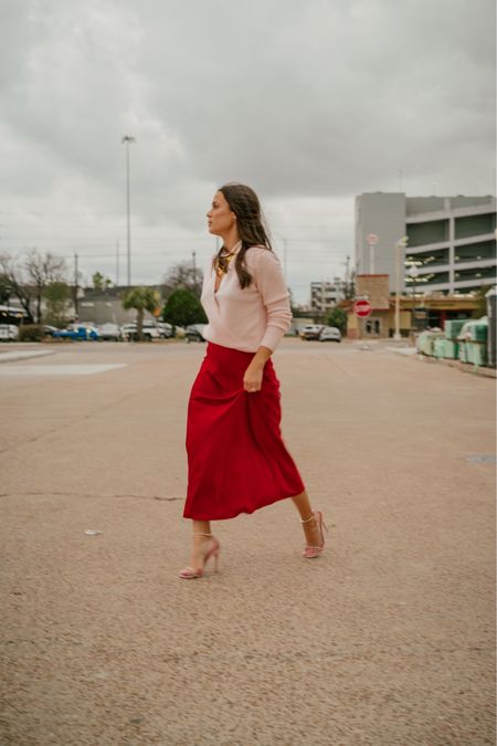Pink and red outfit // slip skirt // valentines outfit idea 

#LTKstyletip #LTKSeasonal #LTKworkwear