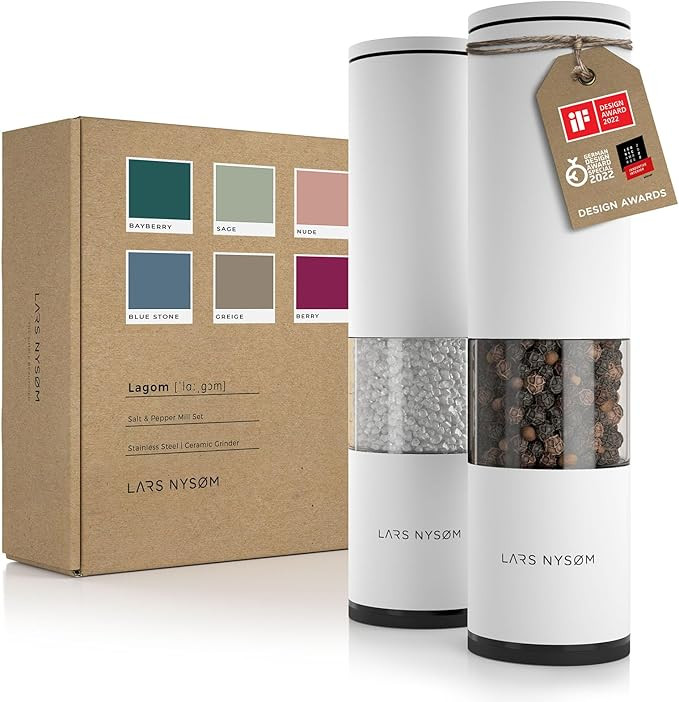 LARS NYSØM Salt and Pepper Grinder Set 2 pieces I Salt Pepper Mill with Adjustable Ceramic Grind... | Amazon (US)