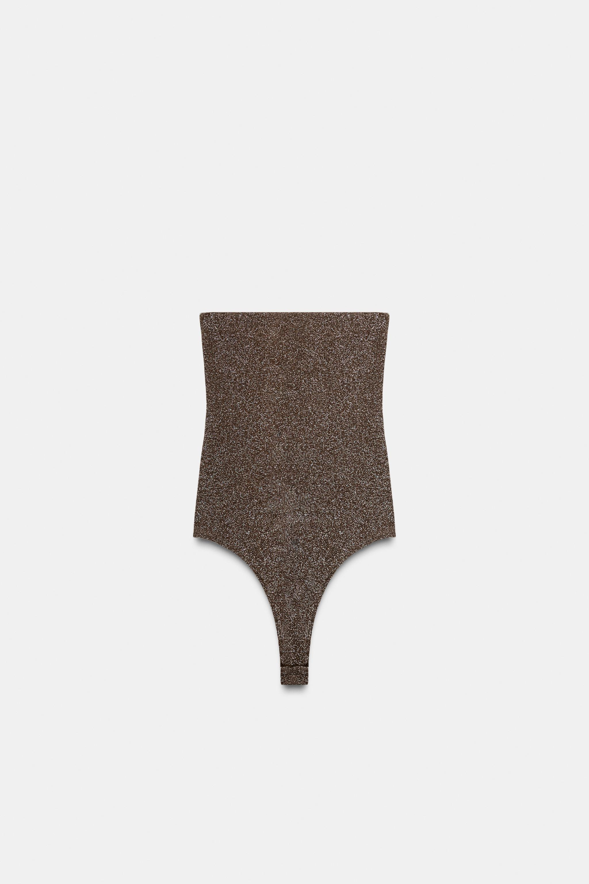 METALLIC THREAD BANDEAU BODYSUIT | Zara US