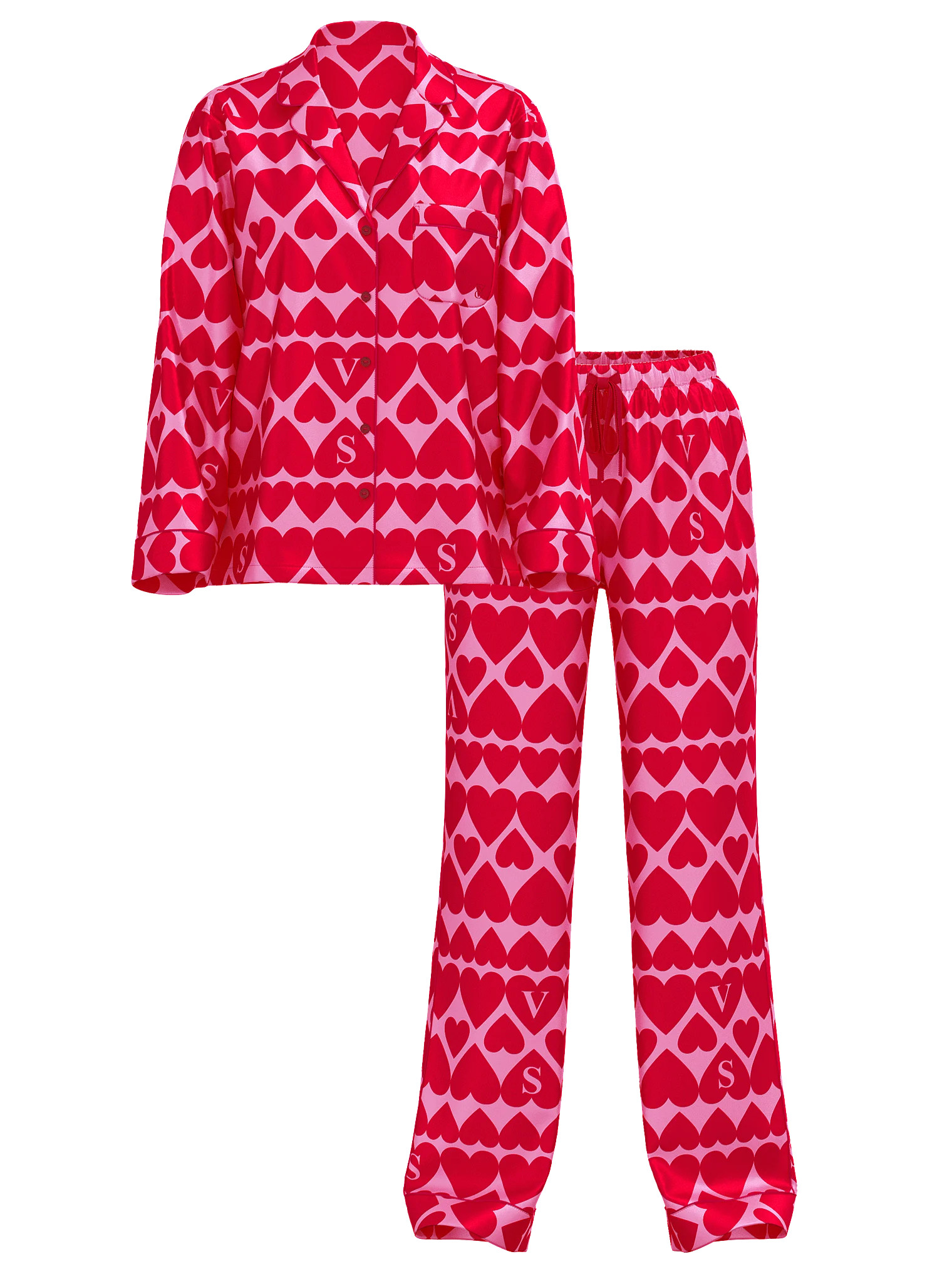 Buy Glazed Satin Long Pajama Set, NEW PEONY & LIPSTICK HEARTS - Order Pajamas Sets online - Victo... | Victoria's Secret (US / CA )