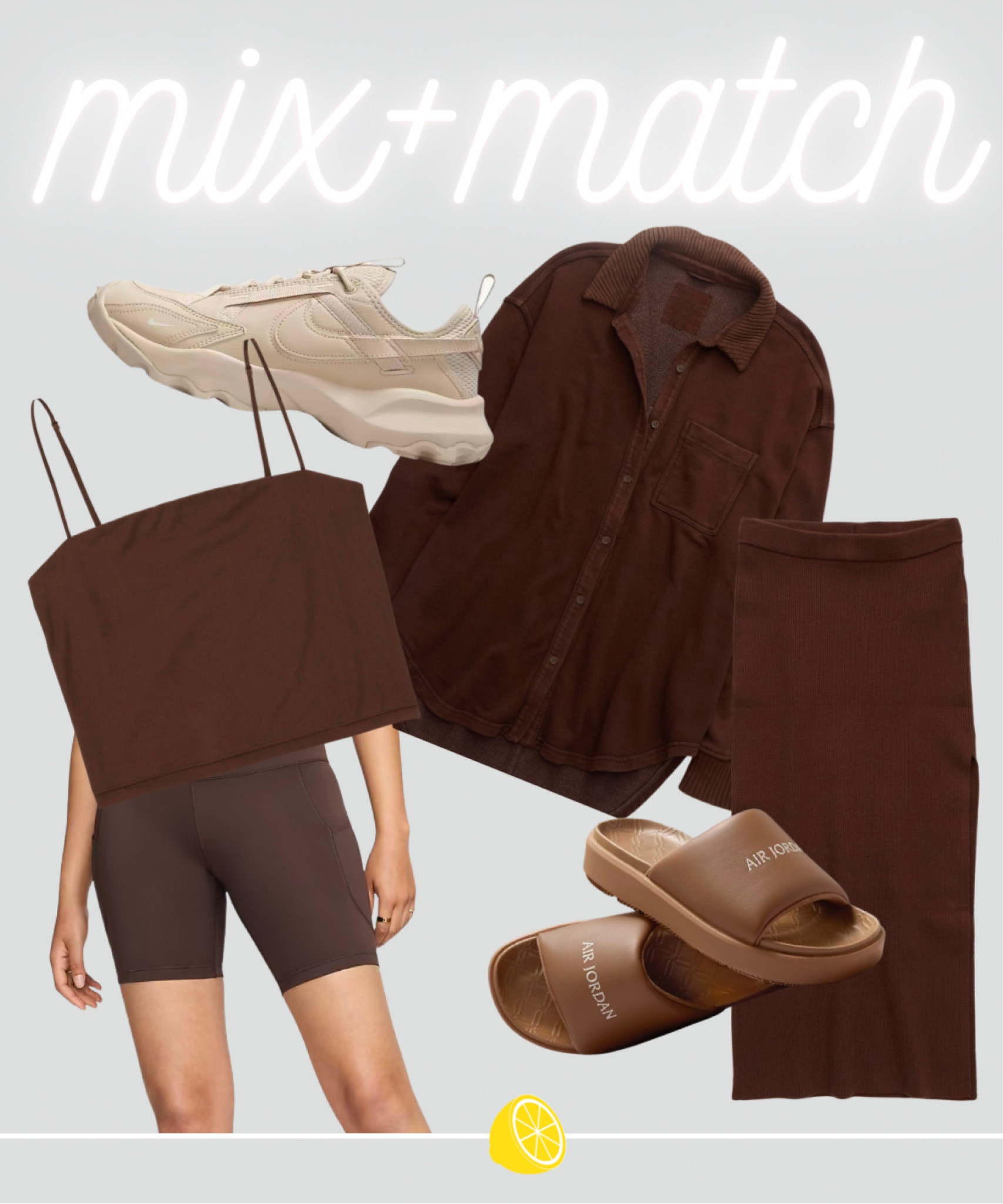 trending, brown, monochrome, Nike, aerie, mix and match, capsule wardrobe, minimalist style, mom style, midi skirt, bike short, chunky sneaker, shacket, shirt jacket, oversized, ballet core, athleisure

#LTKStyleTip #LTKBacktoSchool #LTKSeasonal