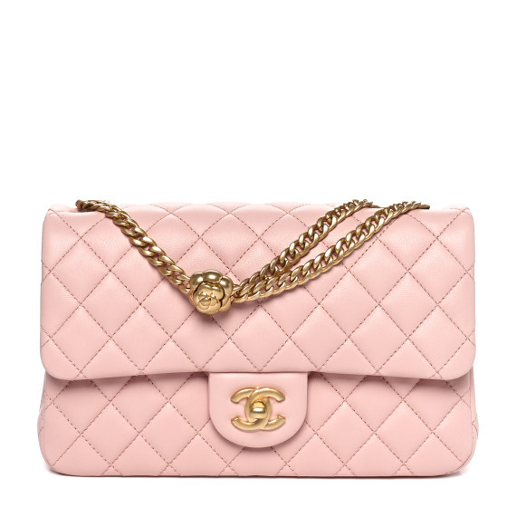 Lambskin Quilted Small Sweet Camellia Flap Light Pink | FASHIONPHILE (US)
