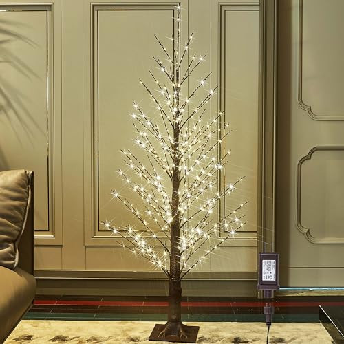 Hairui Lighted Brown Alpine Tree with 450L Warm White Fairy Lights 4FT, Brown Twig Tree with Lights for Indoor Outdoor Home Party Halloween Christmas Decoration | Amazon (US)