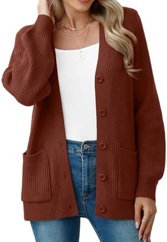 VIISHOW Women Chunky Knit Cardigan Sweater Long Sleeve V Neck Button up Cardigan with Pocket Swea... | Amazon (US)