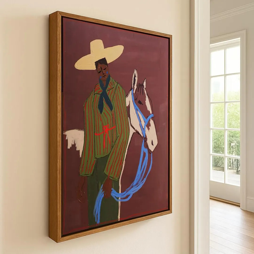 Cowboy With Horse Oil Painting Bold Western Art - Etsy | Etsy (US)