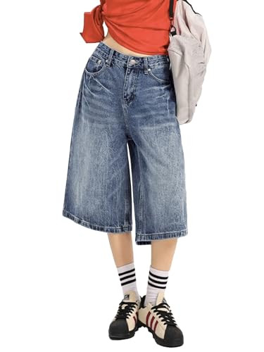 Machine Wash Jorts Women Baggy Jeans Loose Fit 2026 Summer Trendy Wide Leg Long Denim Shorts | Amazon (US)