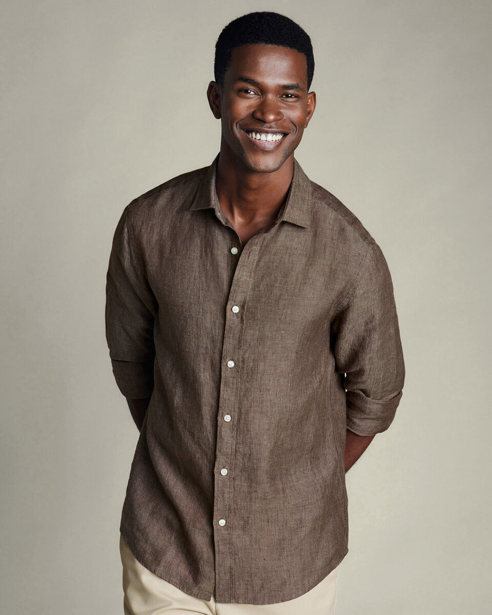 Pure Linen Shirt \u2013 Mocha | Charles Tyrwhitt