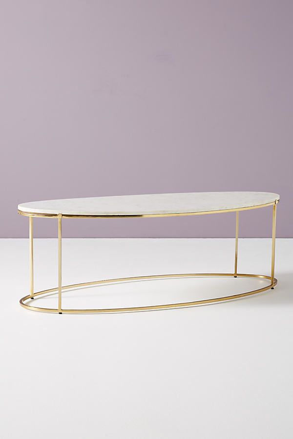 Leavenworth Oval Marble Coffee Table By Anthropologie in White Size S | Anthropologie (US)