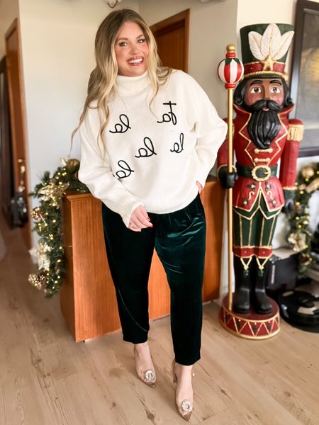 This sweater is everything!! So soft! Love the shape + the embroidery is perfect! I did an xl. My joggers run tts, super soft + they have an elastic waist. 

#LTKHoliday #LTKCyberWeek #LTKsalealert