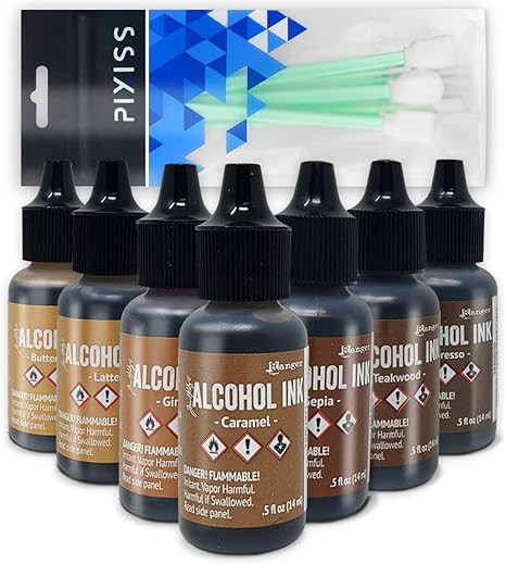 Brown Alcohol Inks Set | Tim Holtz Alcohol Inks Shades of Brown 7-Pack | Teakwood, Espresso, Latt... | Amazon (US)
