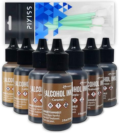 Brown Alcohol Inks Set | Tim Holtz Alcohol Inks Shades of Brown 7-Pack | Teakwood, Espresso, Latt... | Amazon (US)