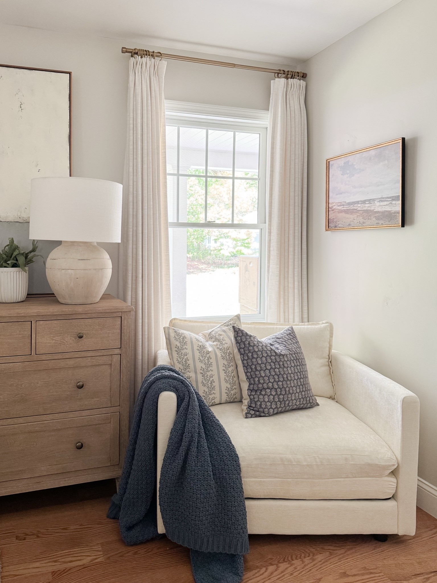 A simple and cozy bedroom design that always feels welcoming 🤍 loving our new cozy chair! Linking all my finds here, including our area rug, woven bench, dresser, bedding, and more!

#LTKHome