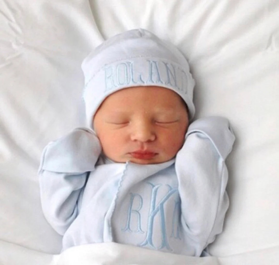 Baby Boy Coming Home Outfit, Monogrammed Footie, Personalized Baby Gift, Monogrammed Sleeper, Pim... | Etsy (US)