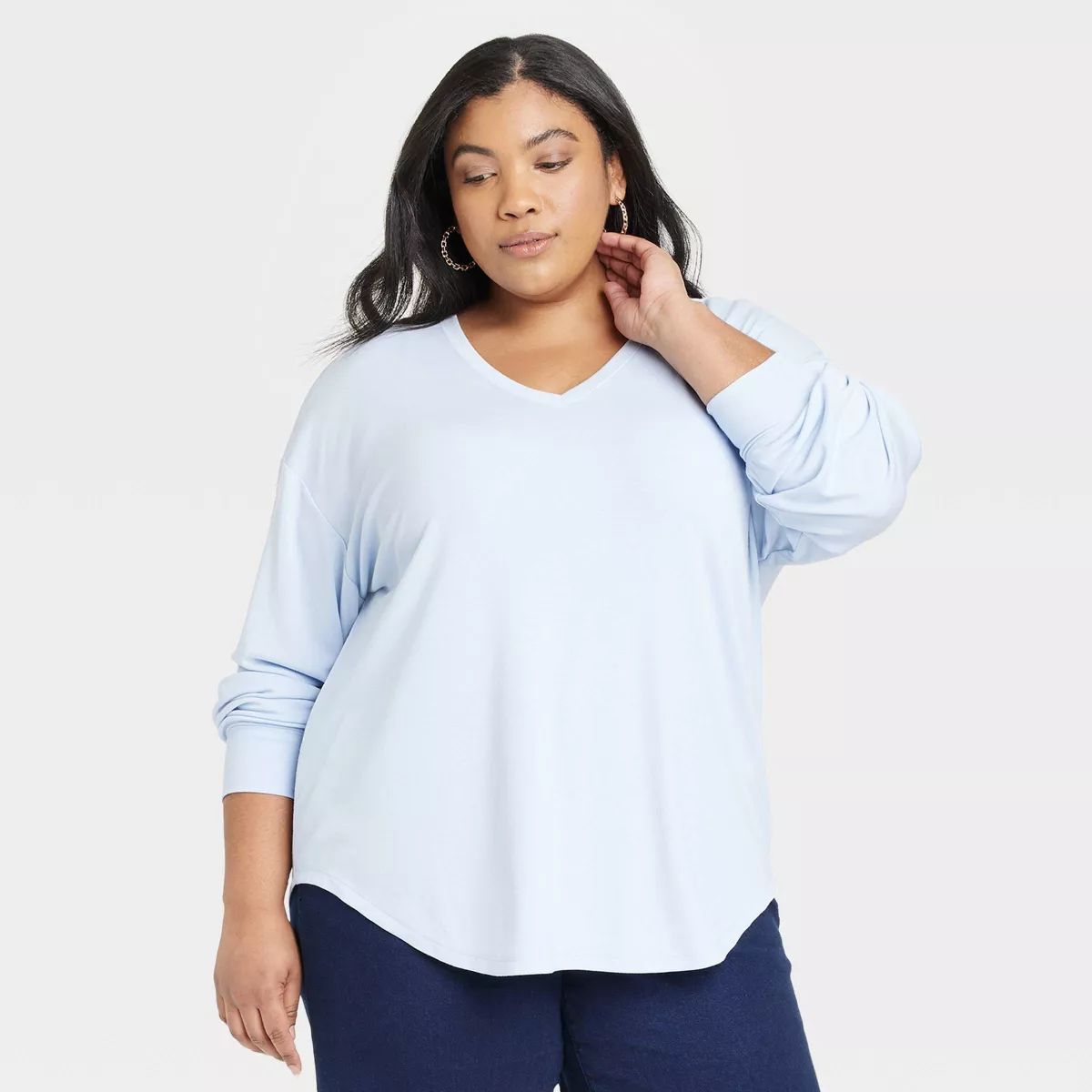 Women's Slim Fit Long Sleeve V-Neck Cozy Top - Ava & Viv™ | Target