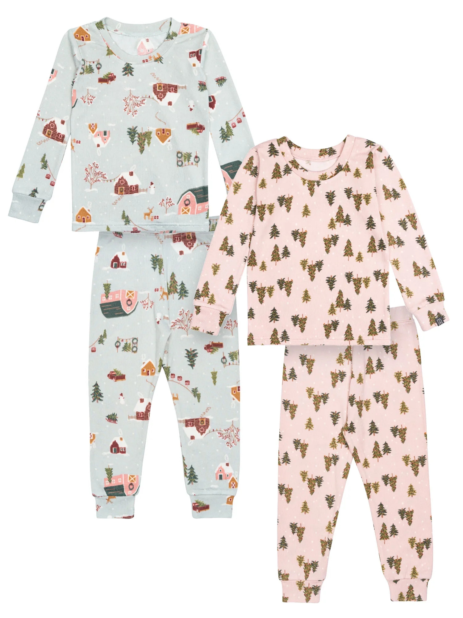 Modern Moments by Gerber Toddler Neutral Super Soft Hacci Tight Fitting Pajama Sets, 4-Piece, Siz... | Walmart (US)