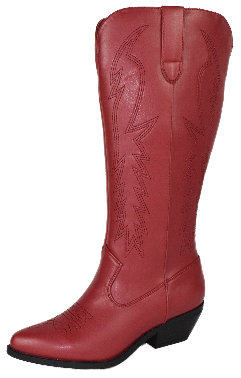 Soda Women Cowgirl Cowboy Western Stitched Boots Pointy Toe Knee High Red 10 | Walmart (US)
