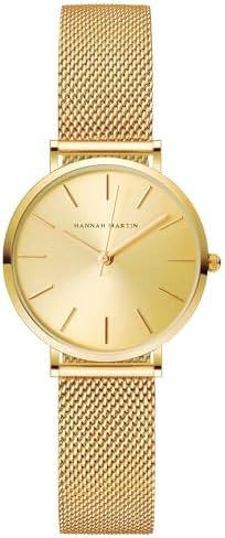 Gold Watches for Women Classic Round Dial Analog Quartz Wristwatch Waterproof Stainless Steel Bra... | Amazon (US)