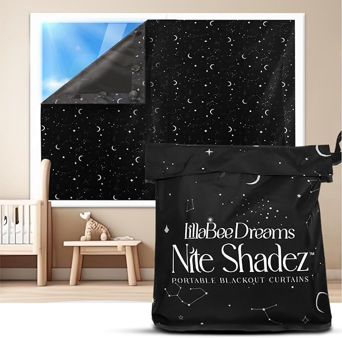 Portable Blackout Curtains (60" x 80") - Travel Blackout Curtains for Baby Nursery w/Stars - Port... | Amazon (US)