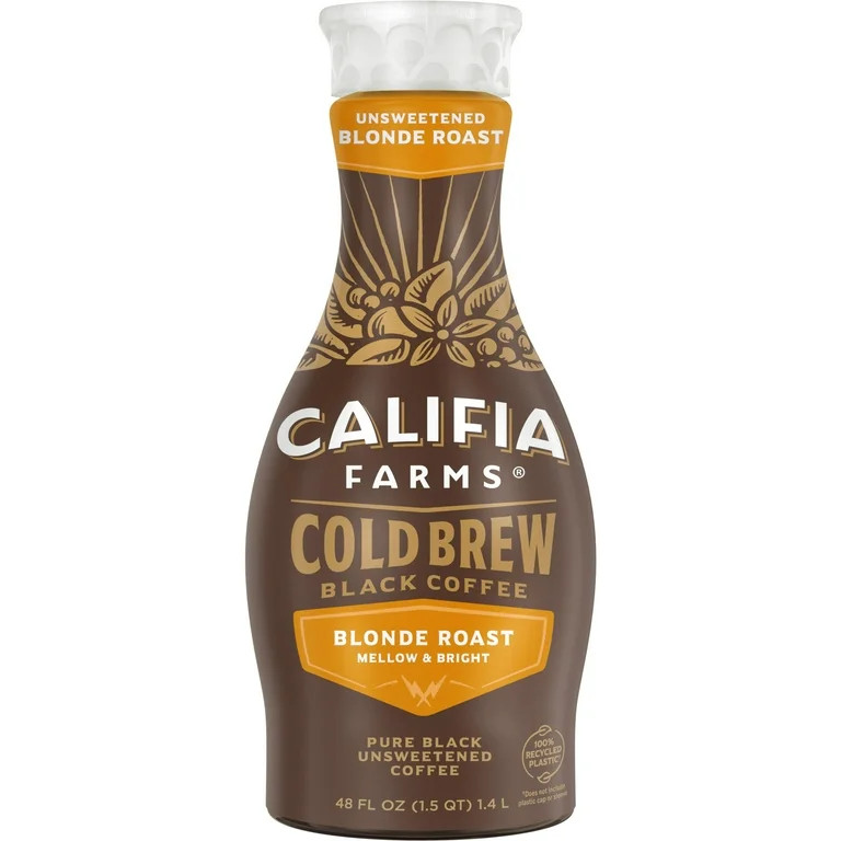 Califia Farms Pure Black Blonde Roast Cold Brew Coffee 48 Fluid Ounces | Walmart (US)