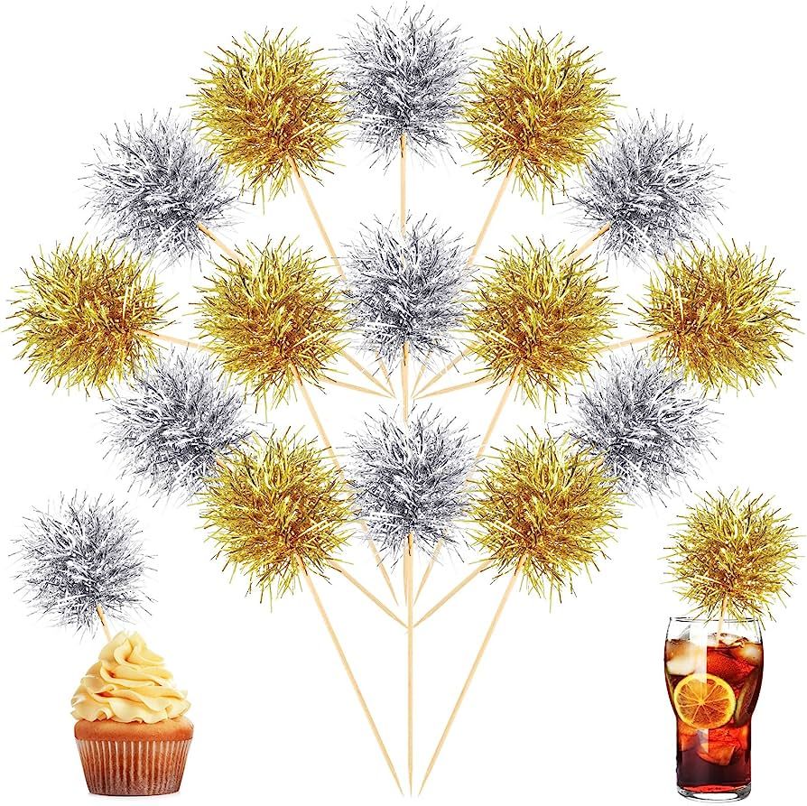 100 Pcs Christmas Firework Cupcake Toppers Foil Frill Toothpicks Holiday Party Firework Cocktail ... | Amazon (US)
