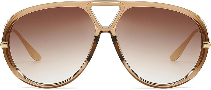 Trendy Oversized Aviator Sunglasses for Women Men Luxury Vintage Shades Retro Metal Sunglasses Shield | Amazon (US)