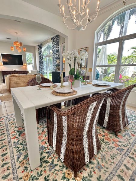 Coastal dining room - we brought our outdoor table inside for staging. It has several leaves you can use to lengthen it. Great white outdoor table for up to 12!

#LTKhome #LTKsalealert