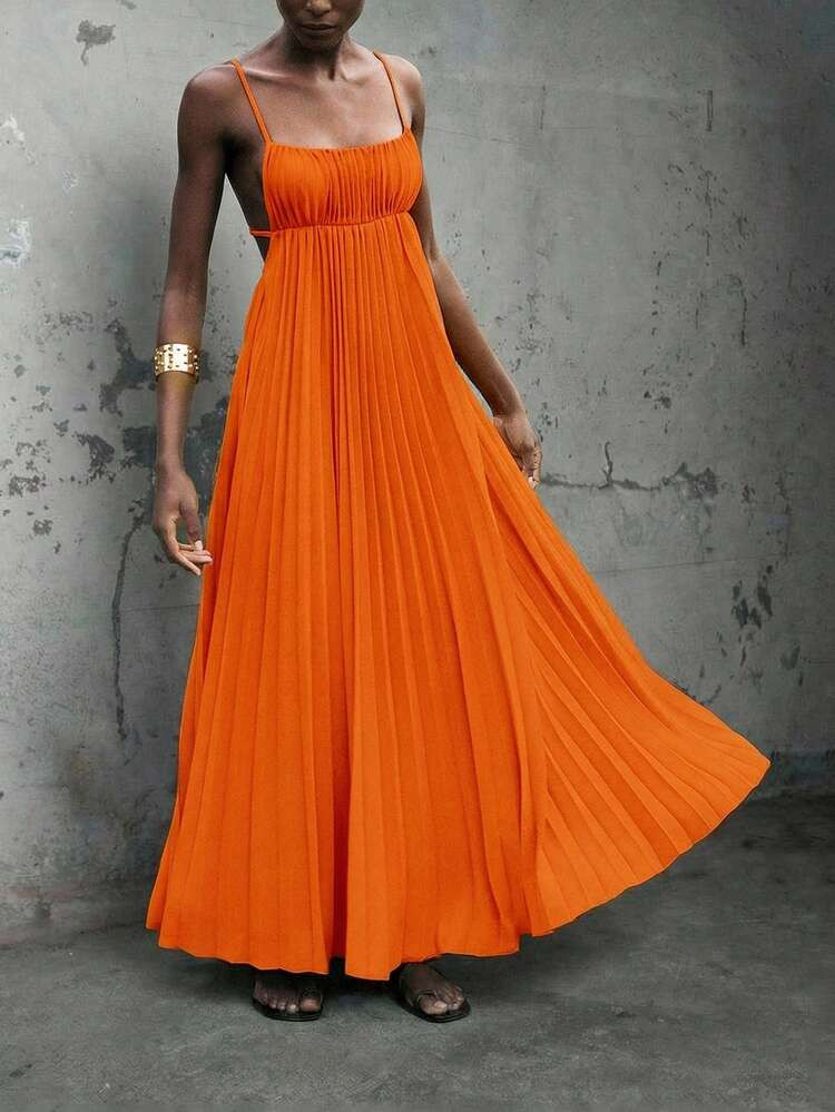 Orange flowy Dress | SHEIN