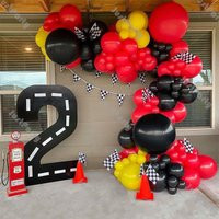 148Pcs Matte Red Black Yellow Balloons Garland Arch Racing Car First Birthday Decorations Party 1st 2nd Kids Baby Shower Two Fast Race Decor | Etsy (US)