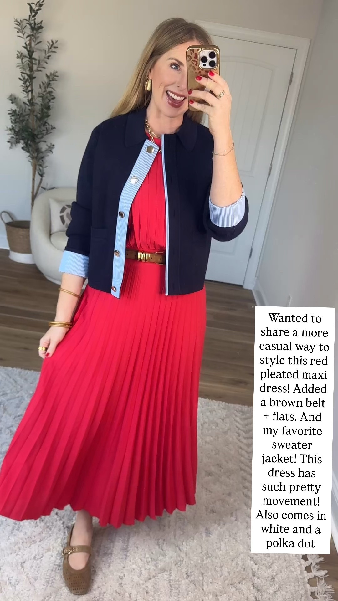 Walmart try on, red midi dress, pleated dress