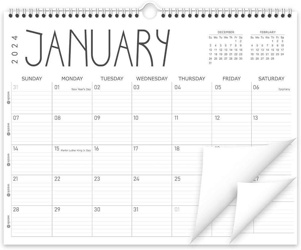2024 Wall Calendar - 12 Monthly Calendar from January 2024 to December 2024, 14” x 11” Hangin... | Amazon (US)