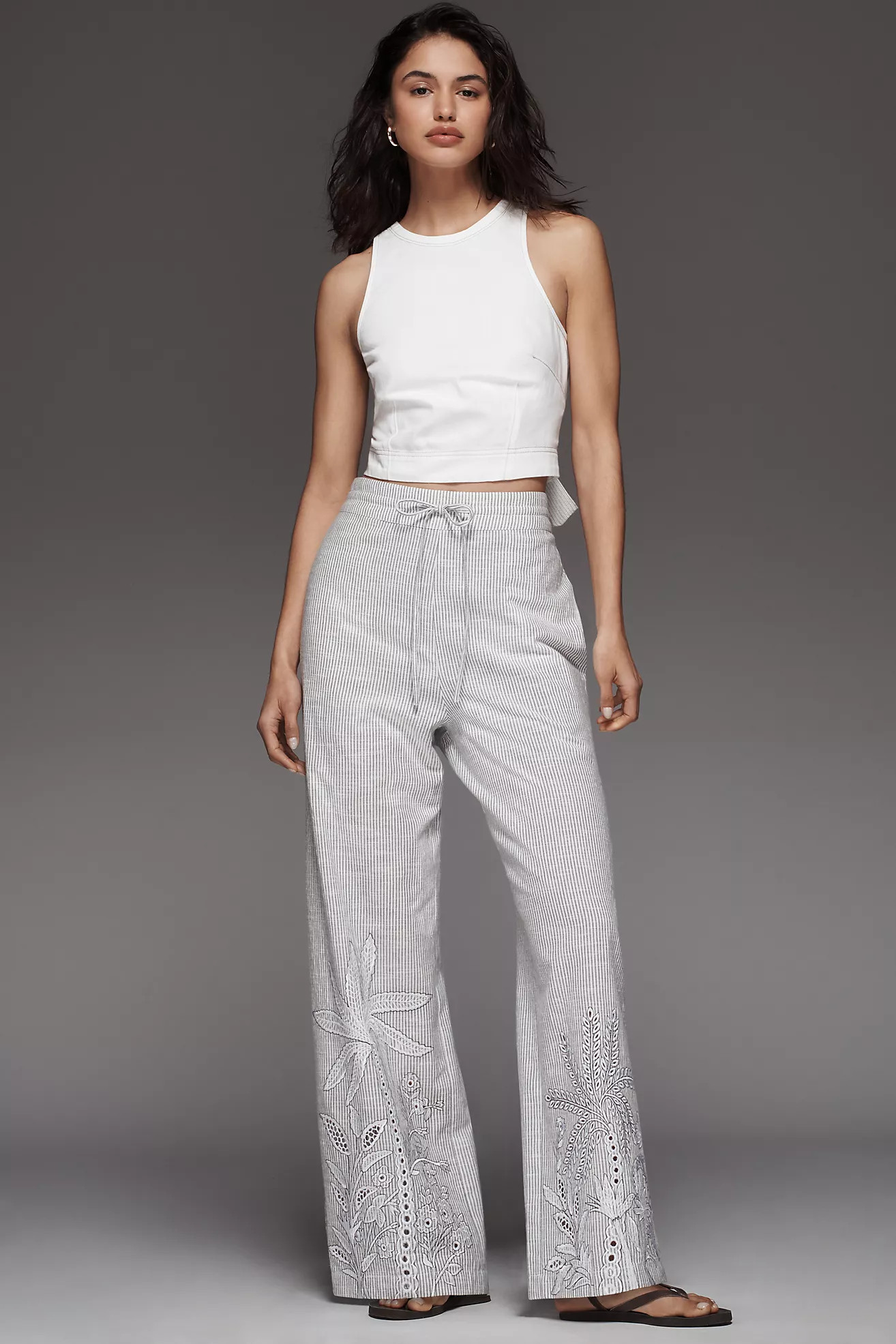 Ranna Gill Striped Embroidered Pants | Anthropologie (US)