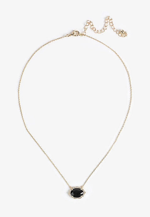 Faux Black Onyx Pendant Necklace | Maurices