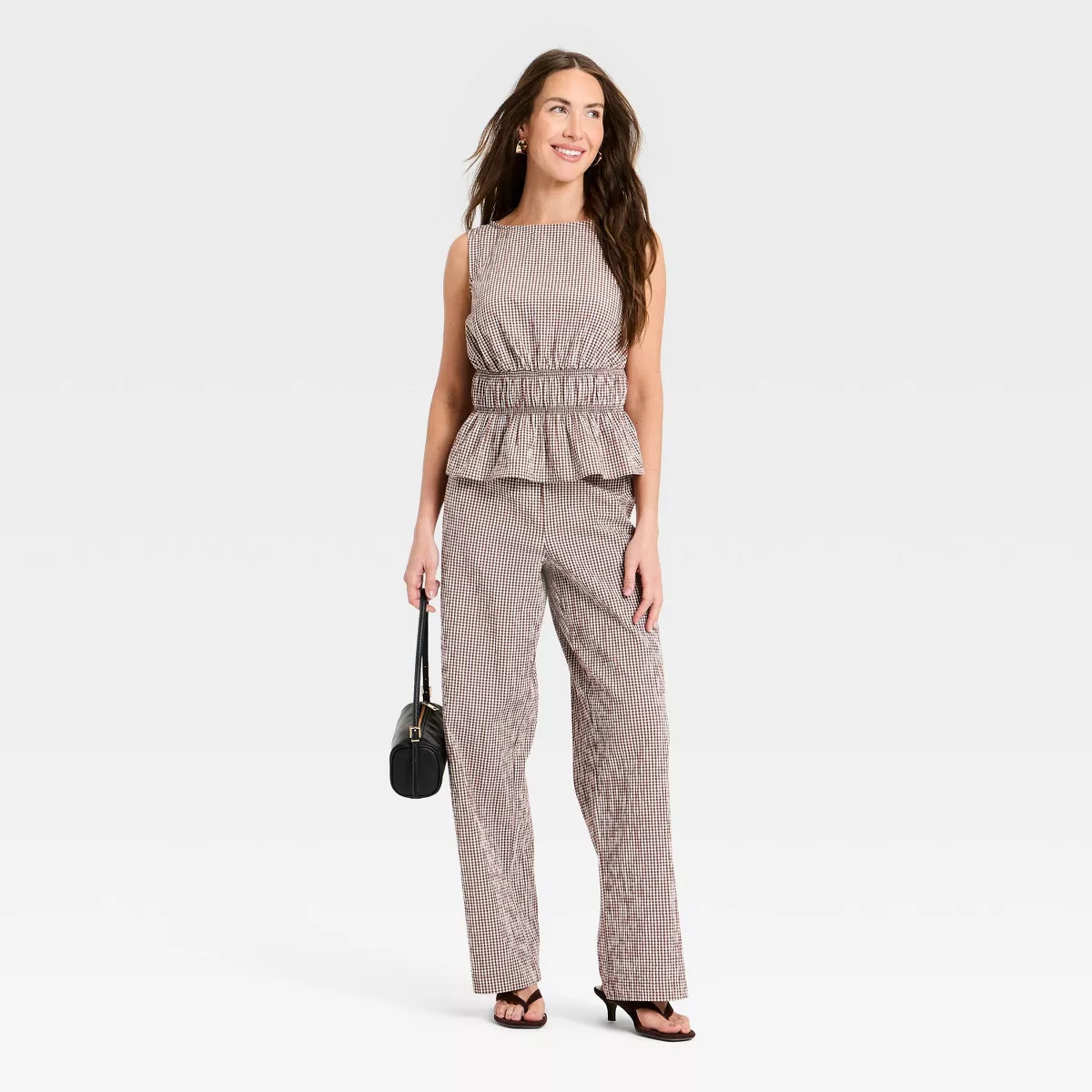 Women's Seersucker Effortless Pull-On Pants - A New Day™ Brown XS | Target