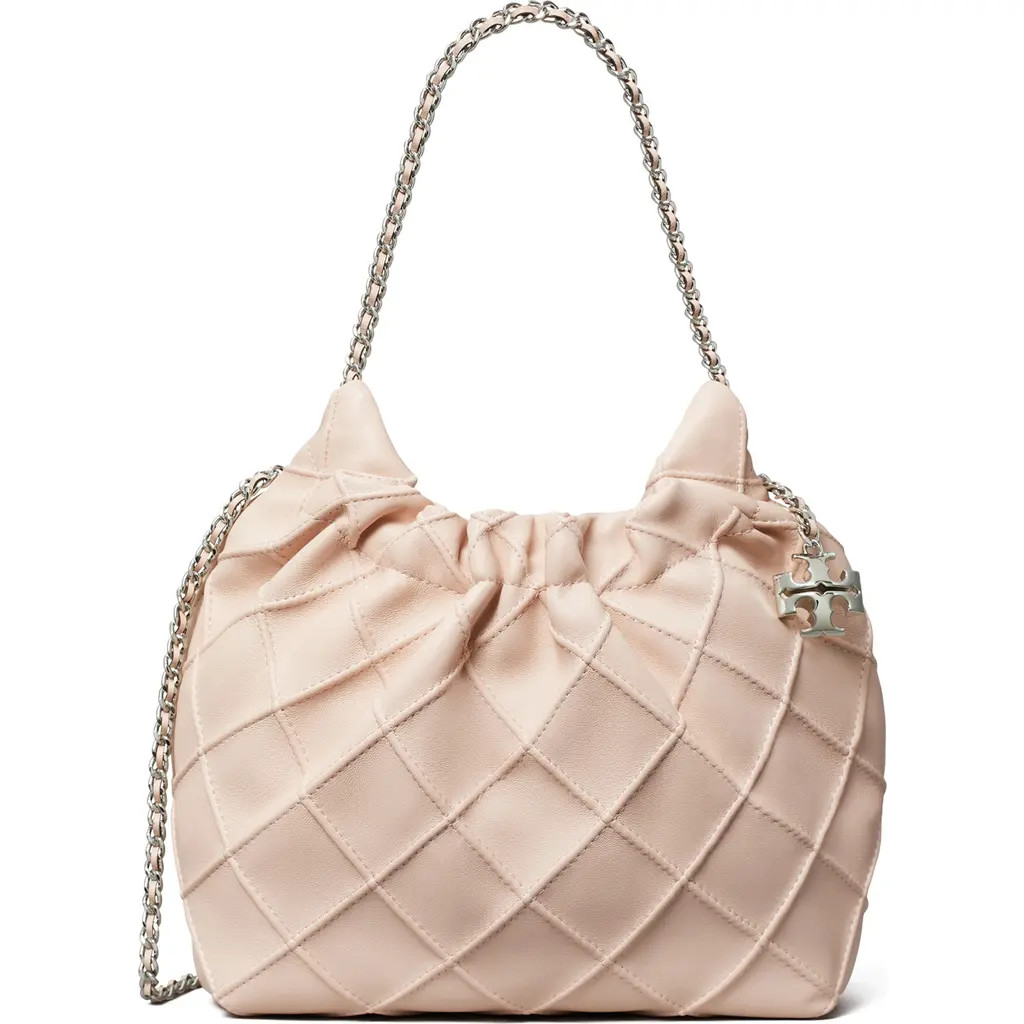 Tory Burch Mini Fleming Quilted Leather Hobo Bag in Soft Pink at Nordstrom | Nordstrom