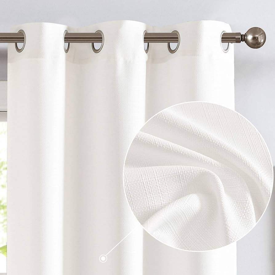 jinchan White Linen Textured Curtains 108 Inch Long 2 Panels for Living Room Grommet Top Light Fi... | Amazon (US)