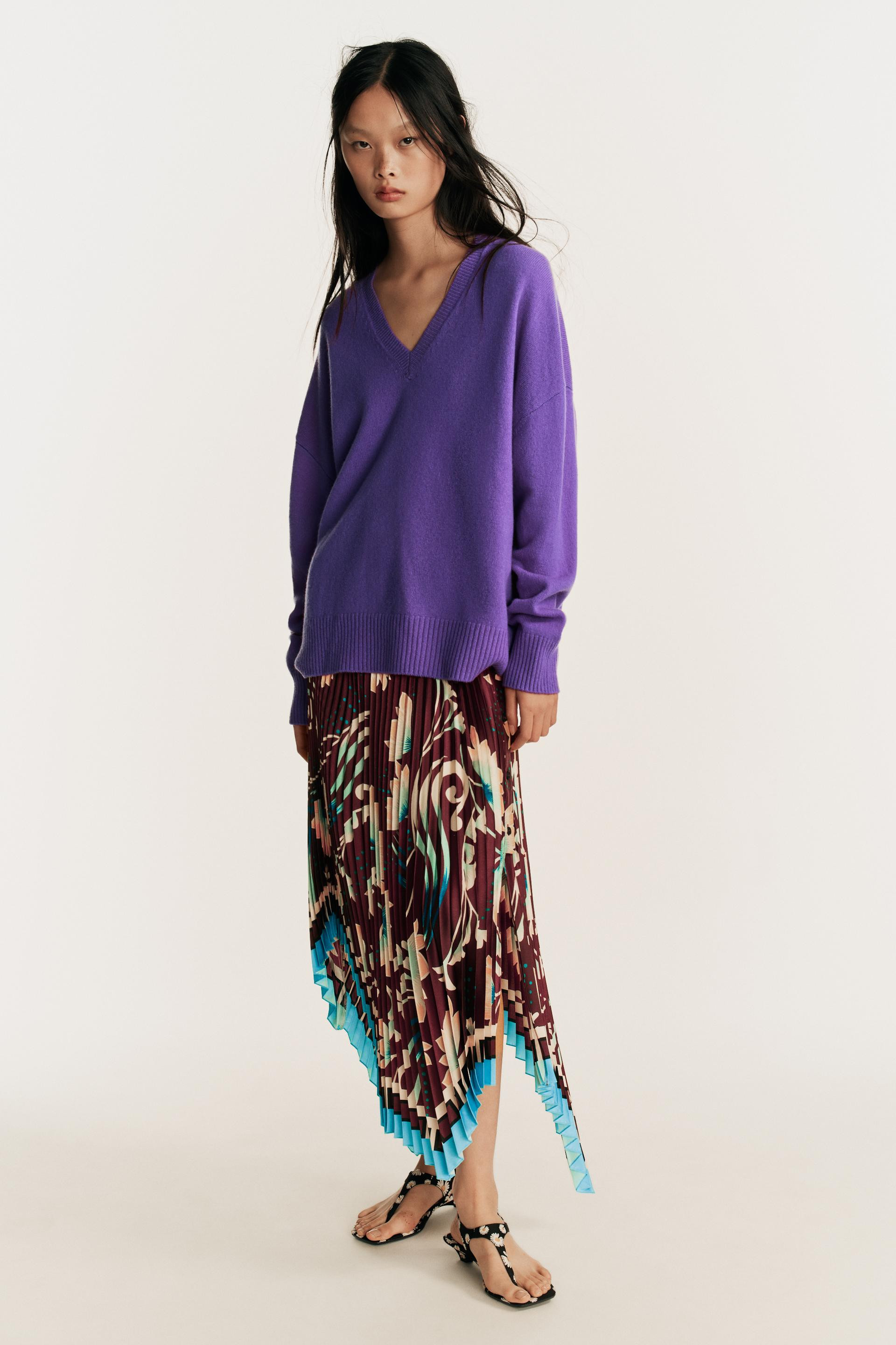 Zara - Limited Edition Printed Pleated Midi Skirt - Printed - S - Woman | Zara US