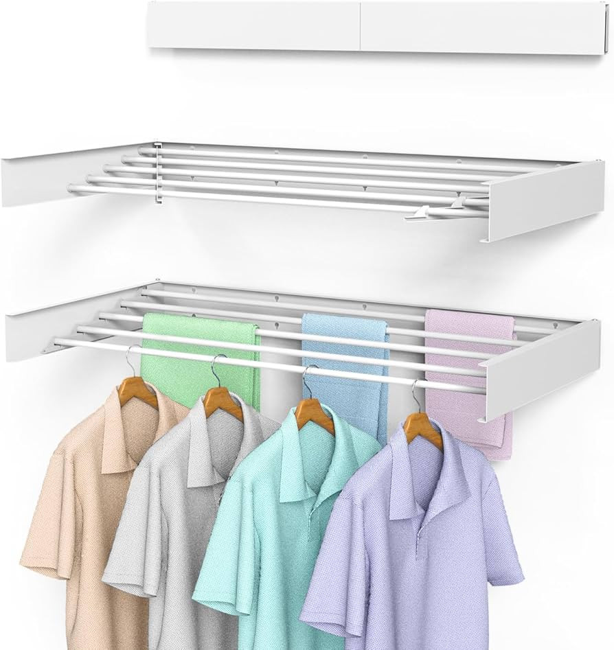 Laundry Drying Rack Collapsible, Wall Mounted Clothes Drying Rack, Space Saving Drying Rack for L... | Amazon (US)