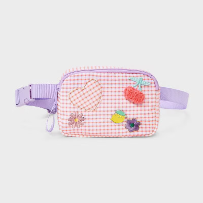 Girls' Gingham with Fruit Patches Fanny Crossbody Bag - Cat & Jack™️ Purple | Target