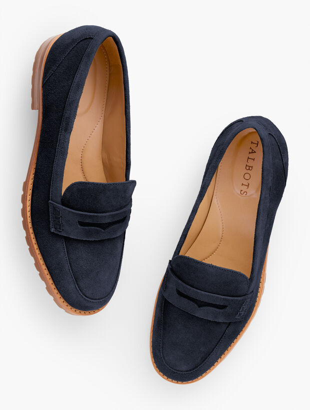 Cassidy Suede Penny Loafers | Talbots